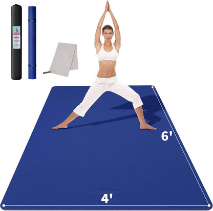 Large Yoga Mat (6'X 4'), Extra Wide Workout Mat for Men and Women, 1/3 &1/4 Thick Exercise Fitness TPE Mat for Home Gym, Yoga, Pilates, Workout