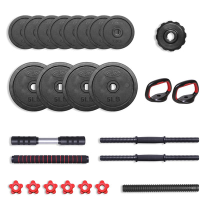 45LB 5 in 1 Adjustable Dumbbell Set , Fitness Exercises for Home Gym, Black